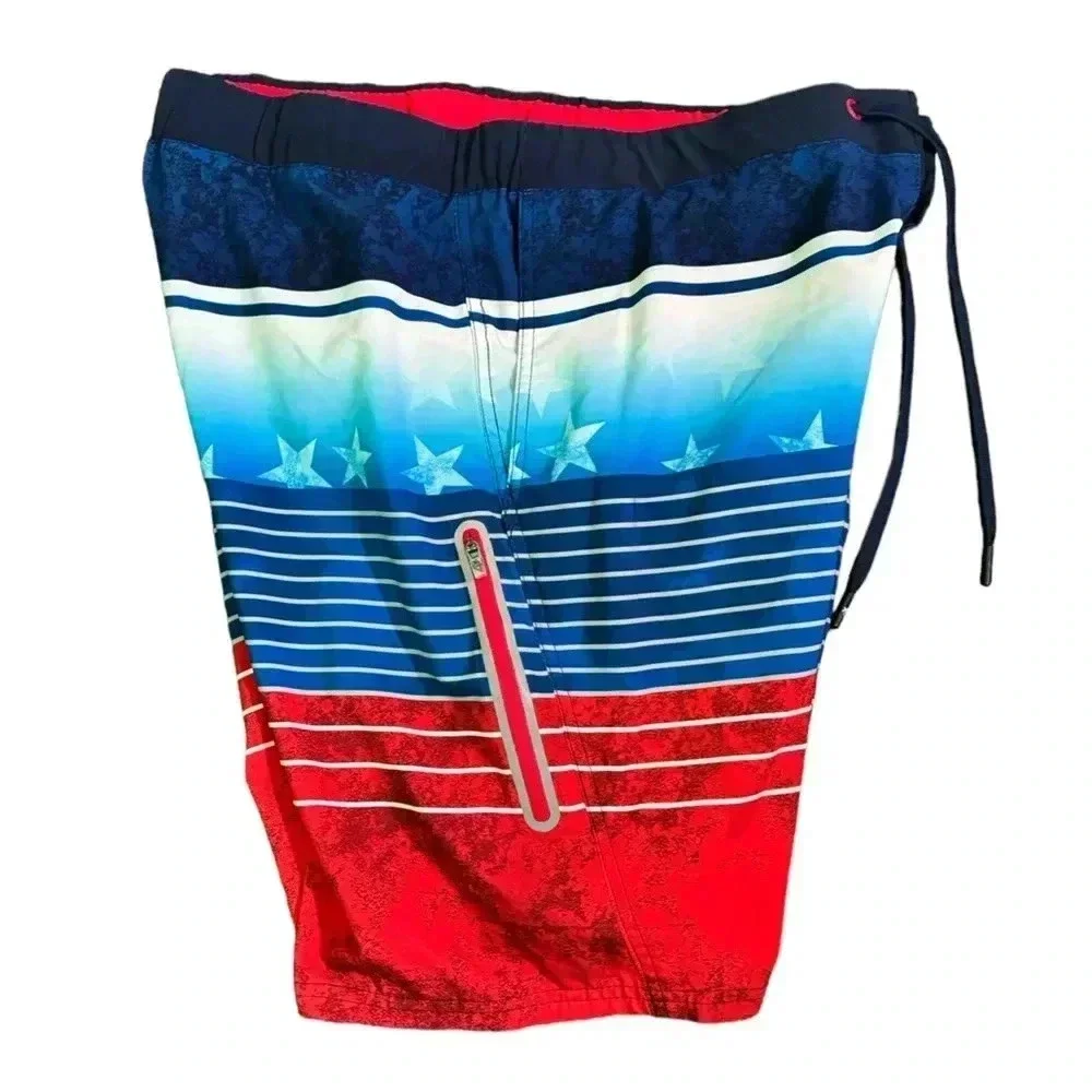 Mens Swim Trunk Pockets USA Swimming Shorts Beach Suit Board Zeroxposur Size M